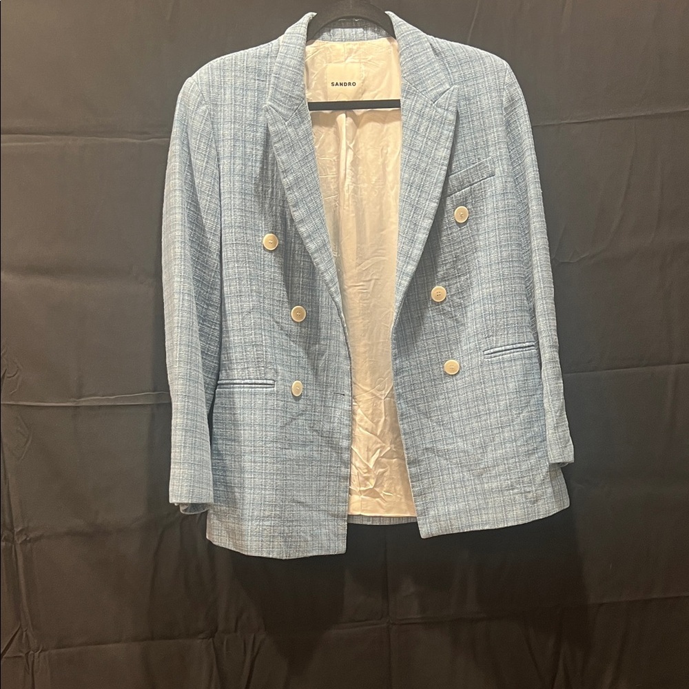 Sandro Sky Blue Textured NARS Blazer